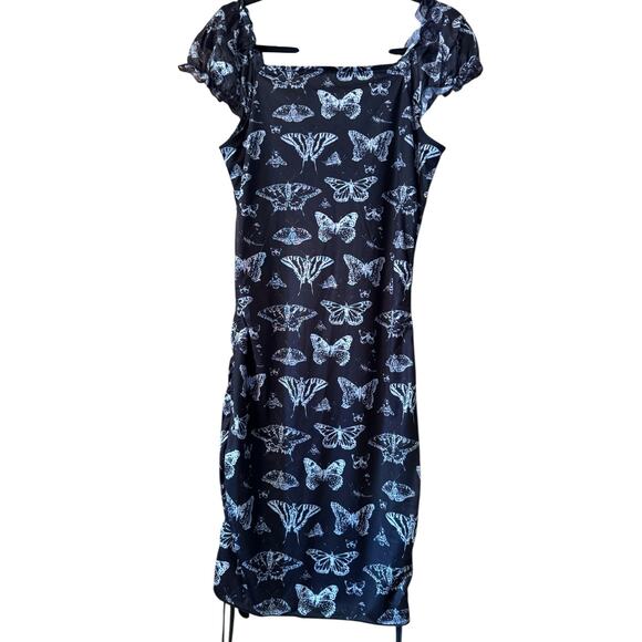 Kelsey Wilson Studio Fairycore Butterfly Print Drawstring Ruched Dress M NWT - Picture 3 of 9